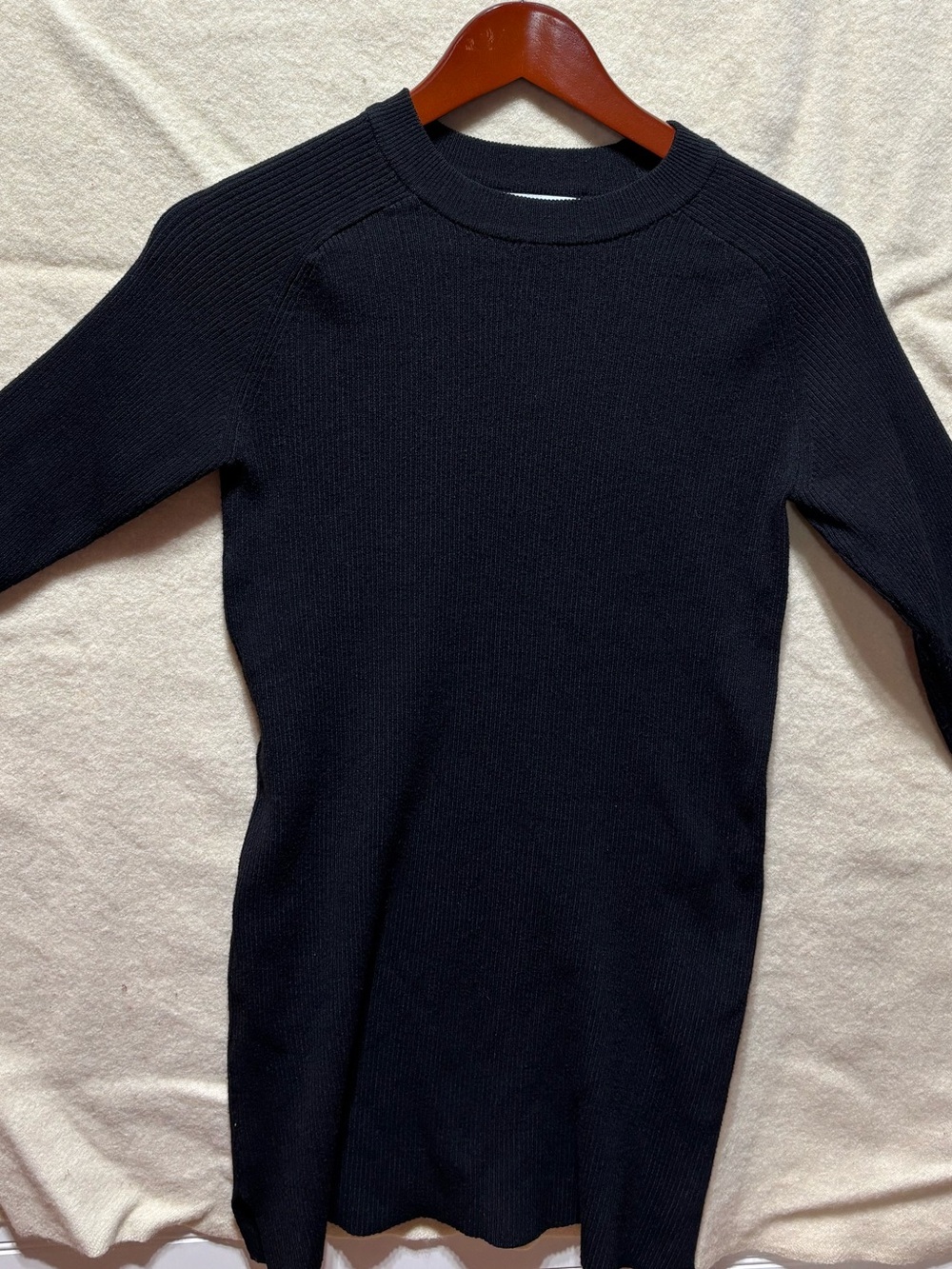 Zara Girls Black Ribbed Knit Sweater Dress Size 11-12 Minimalist Long Sleeve - Picture 3 of 8